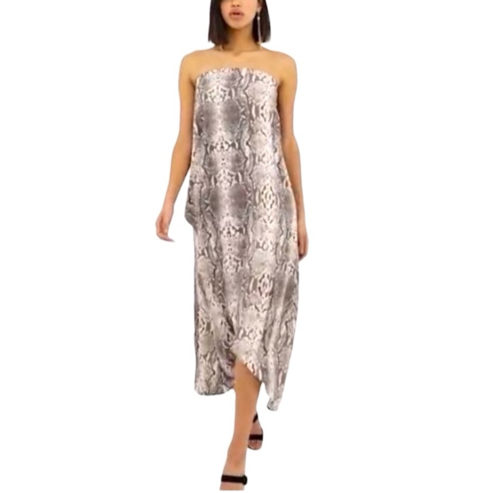 ASOS Asymetrical PYTHON PRINT STRAPLESS MAXI DRESS